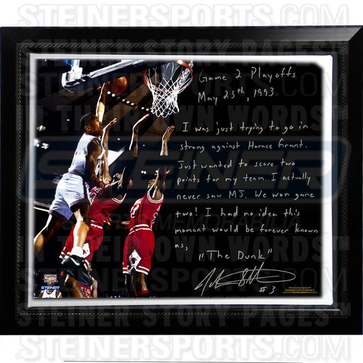 John Starks Facsimile Game 2 Dunk Over Jordan Framed Stretched 22x26 Story Canvas