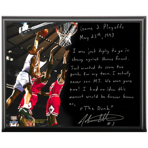 John Starks Facsimile Game 2 Dunk Over Jordan Metallic 8x10 Story Plaque