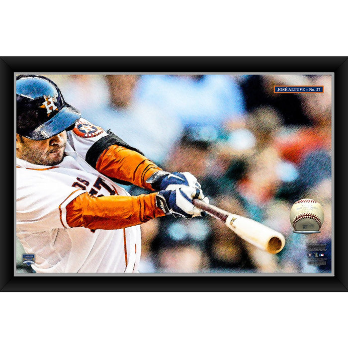 Jose Altuve 20x32 Baseball Holder Display w Game-Used Baseball (baseball is removable)