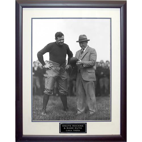 Knute Rockne and Babe Ruth Discussing Football Black Ridge Framed 16x20 Photo