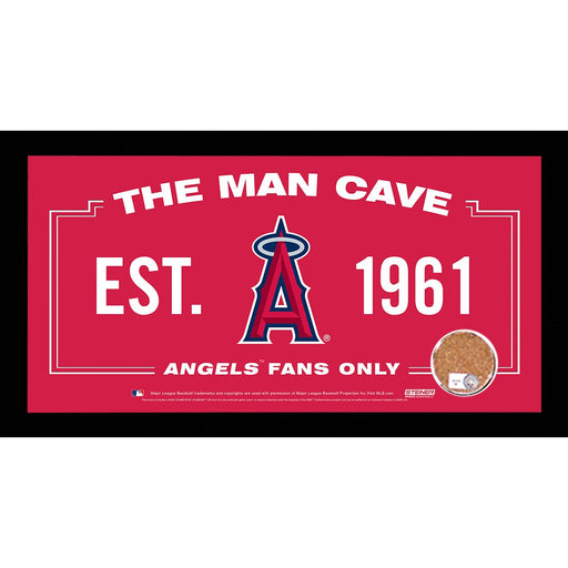 Los Angeles Angels Man Cave Sign 6x12 Framed Photo With Authentic Game-Used Dirt (MLB Authenticated)