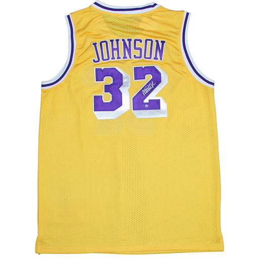 Magic Johnson Signed Home Yellow Lakers Replica Jersey