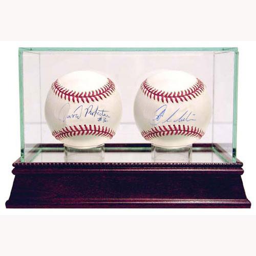 Marcus Thames & Nick Swisher Two Ball Set w Glass Double Display Case