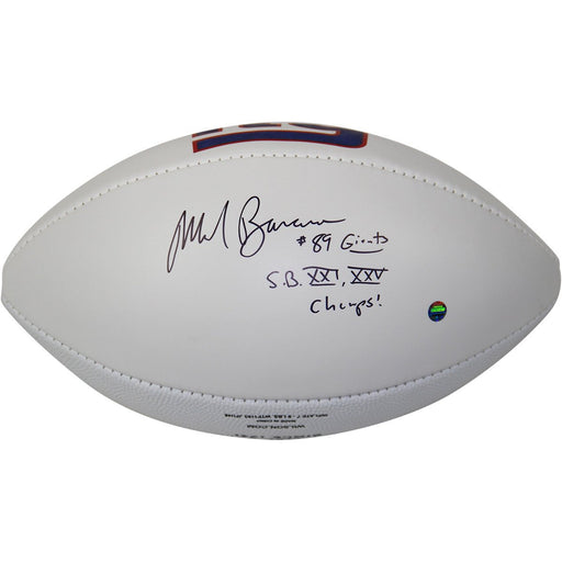 Mark Bavaro Signed New York Giants White Panel Football w 89 Giants SB XXI XXV Champs Insc