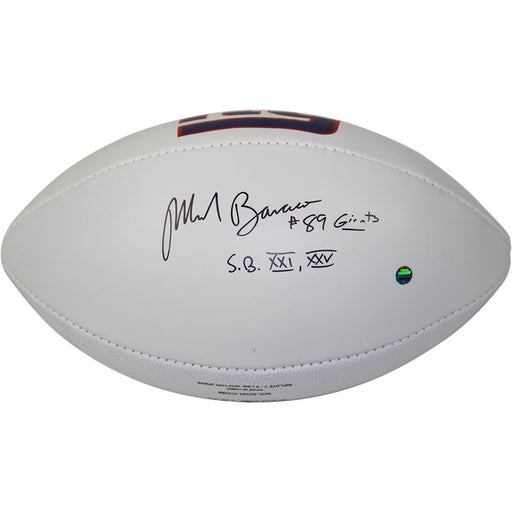 Mark Bavaro Signed New York Giants White Panel Football w 89 Giants SB XXI XXV Insc