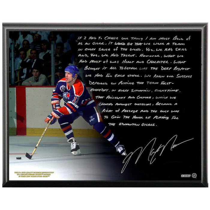 Mark Messier Facsimile Oilers DynastyMetallic 8x10 Story Plaque