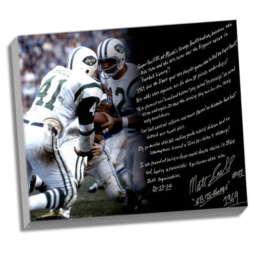 Matt Snell Facsimile Super Bowl III Stretched 22x26 Story Canvas