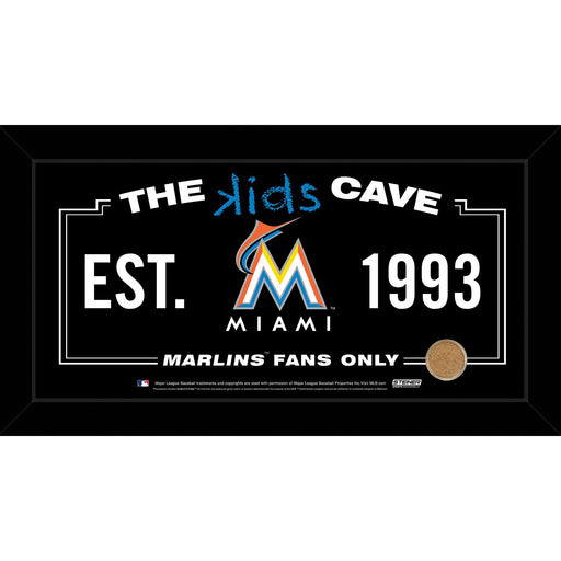 Miami Marlins 6x12 Kids Cave Sign w Game Used Dirt from Marlins Park