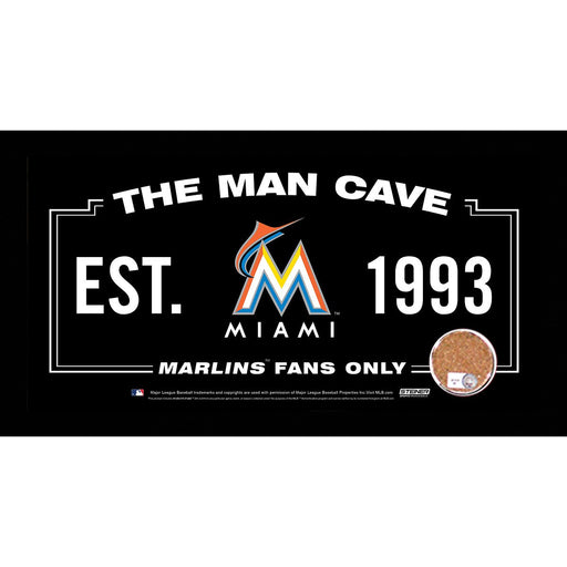 Miami Marlins Man Cave Sign 6x12 Framed Photo With Authentic Game-Used Dirt Capsule (MLB Auth)