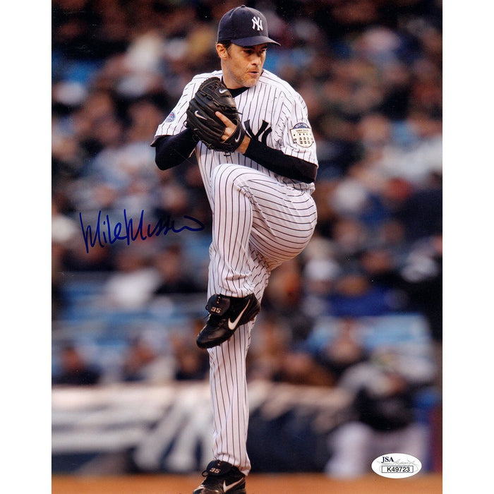 Mike Mussina Signed Leg Kick 8x10 Photo (JSA)