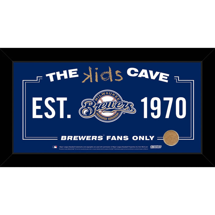 Milwaukee Brewers 6x12 Kids Cave Sign w Game Used Dirt from Miller Park