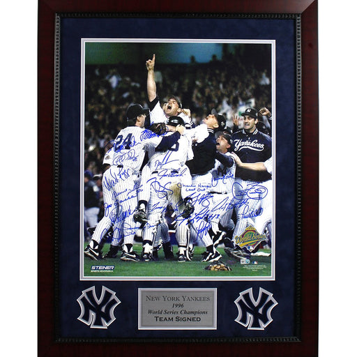 New York Yankees Multi Signed 1996 WS Celebration 16x20 Photo (MLB Auth) (21 Sigs) Elite Framed