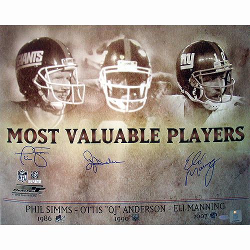 OJ Anderson Eli Manning and Phil Simms Triple Signed 16x20 Collage (LE25)