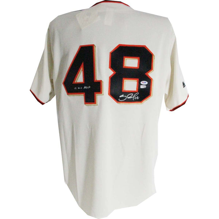 Pablo Sandoval Signed San Francisco Giants Jersey w WS MVP Insc.(PSADNA Auth) (MLB AUTH)