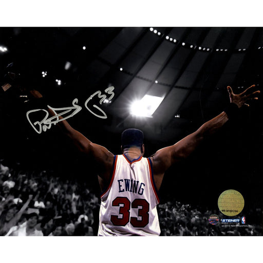 Patrick Ewing Signed Arms Out Facing Crowd 8x10 Photo