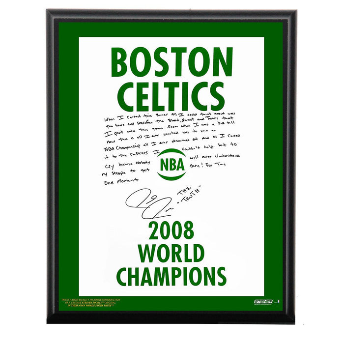 Paul Pierce Facsimile 2008 Champions Banner Metallic 8x10 Story Plaque