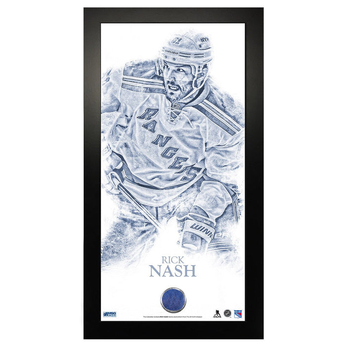 Rick Nash Sketch Graphic 10x20 Photo Collage w Game Used Jersey