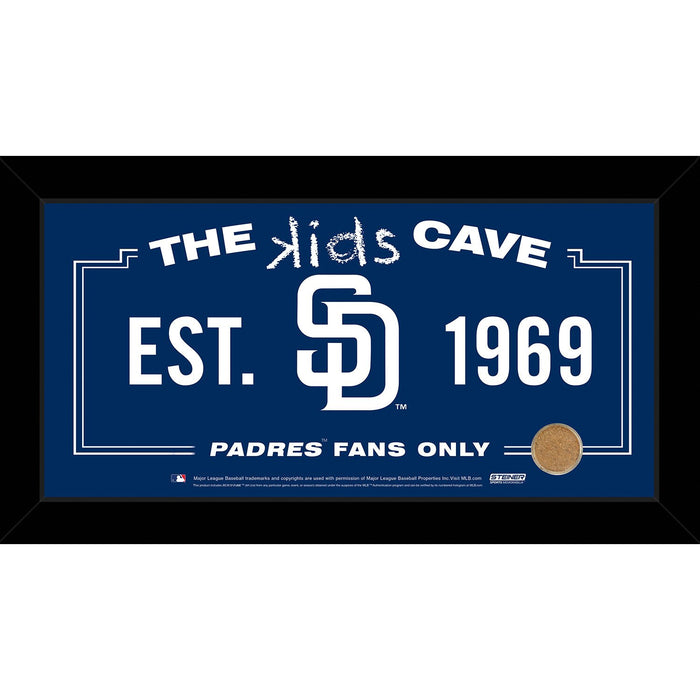 San Diego Padres 6x12 Kids Cave Sign w Game Used Dirt from Petco Park