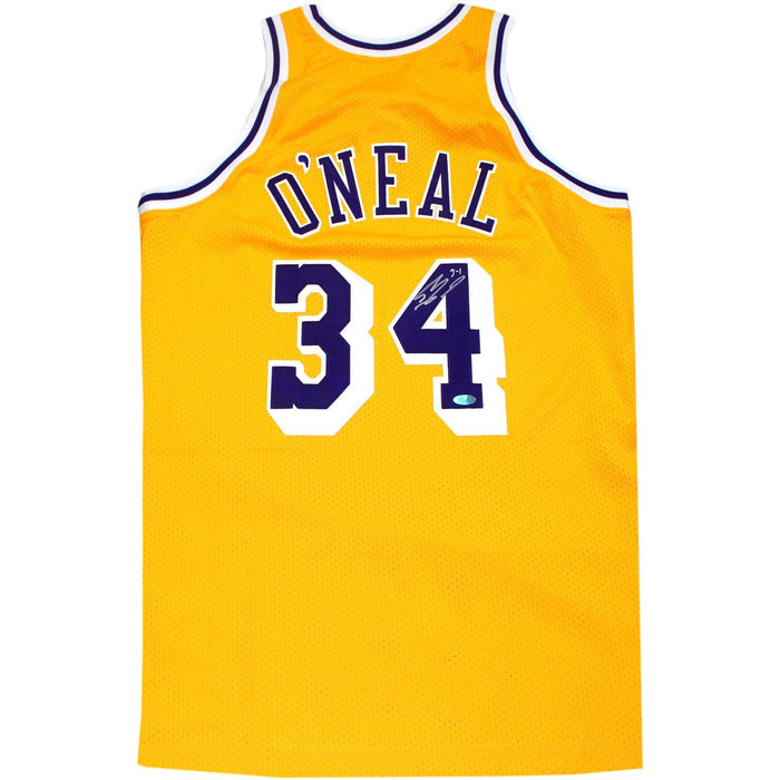 Shaquille ONeal signed Mitchell and Ness Yellow Lakers Jersey