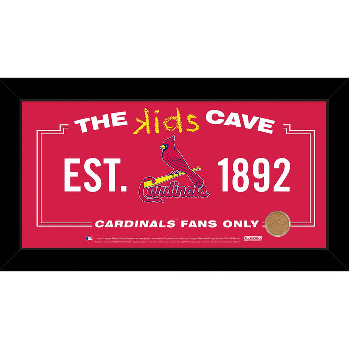 St. Louis Cardinals 6x12 Kids Cave Sign w Game Used Dirt from Busch Stadium