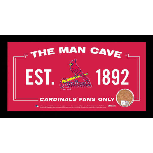 St. Louis Cardinals Man Cave Sign 6x12 Framed Photo With Authentic Game-Used Dirt (MLB Authenticated)