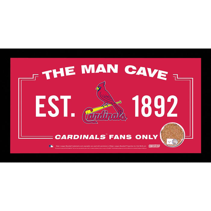 St. Louis Cardinals Man Cave Sign 6x12 Framed Photo With Authentic Game-Used Dirt (MLB Authenticated)