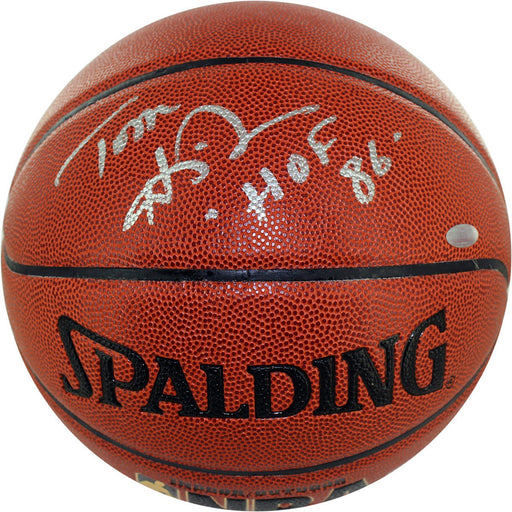 Tom Heinsohn Signed IO NBA Basketball w HOF Insc. (Signed in silver)