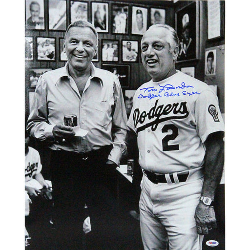 Tom Lasorda Signed 16x20 with Frank Sinatra Photo w Dodger Blue Eyes Insc PSADNA