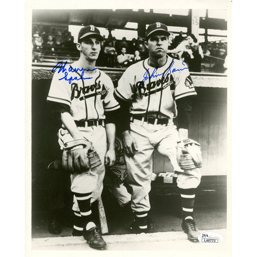 Warren Spahn and Johnny Sain Dual Signed 8x10 Photo JSA