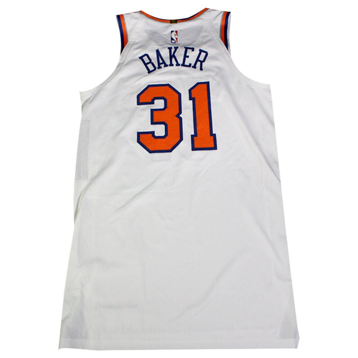 Ron Baker # 31 New York Knicks Game Used 2018 White Association Jersey (Season Opener - Worn 10/17/18 vs. Hawks) (Size 48)