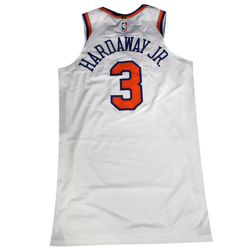 Tim Hardaway Jr # 3 New York Knicks Game Used 2018 White Association Jersey (Worn 10/20/18 vs. Celtics)(Size 48)