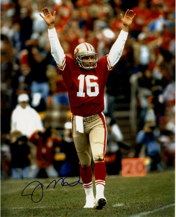 Joe Montana Signed Touchdown Signal 16x20 Metallic Photo