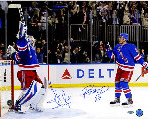 Henrik Lundqvist/Ryan McDonagh Dual Signed Celebration 16x20 Photo