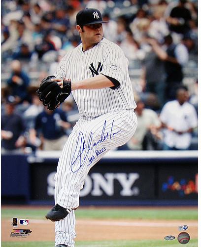 Joba Chamberlain Yankee Pinstripe Jersey Wind Up Vertical 16x20 Photo w/ "Joba Rules" Insc. (MLB Auth)