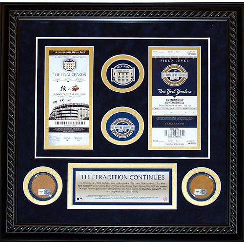 2008 Final Game 2009 Opening Day Yankees Dual Ticket Framed Collage