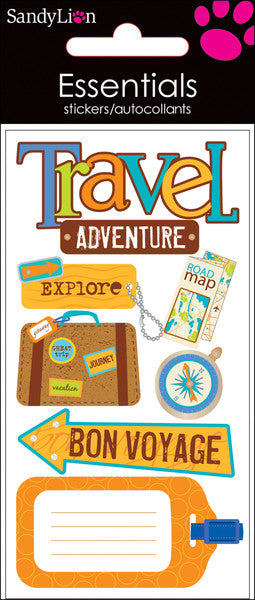 Essentials Dimensional Stickers, Travel Adventure