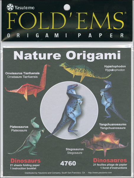 Fold 'Ems Dinosaurs Origami Paper, 21-Pack