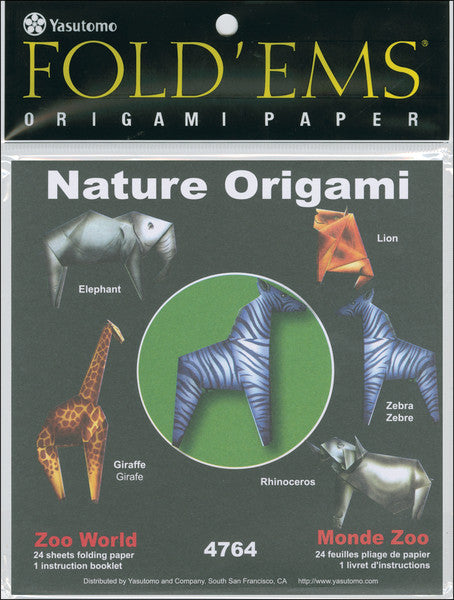 Fold 'Ems Zoo World Origami Paper, 24-Pack