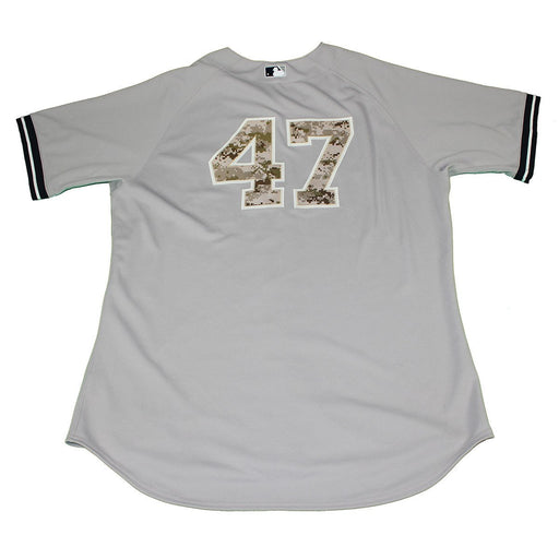 Ivan Nova Jersey- NY Yankees 2015 Team Issued #47 Camo Grey Jersey (10/21/2015) (HZ999386)