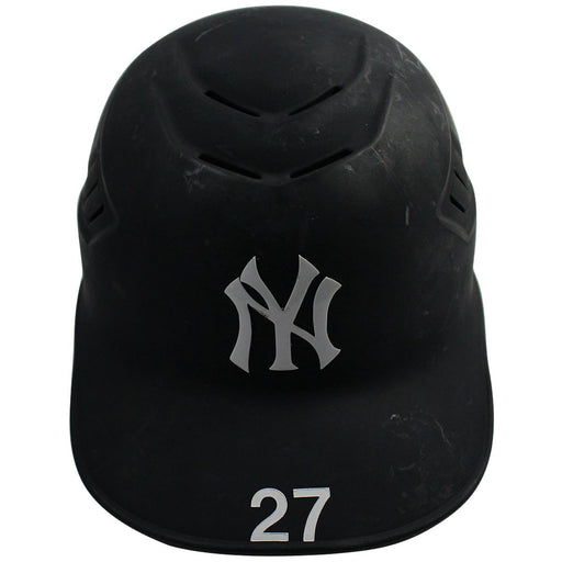 Austin Romine New York Yankees 2017 Game Used #27 Road Catchers Helmet (JC009921)