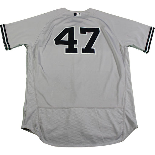 Jordan Montgomery New York Yankees 2017 Game Used #47 Grey Jersey (6/15/2017)(JB971493)(48)