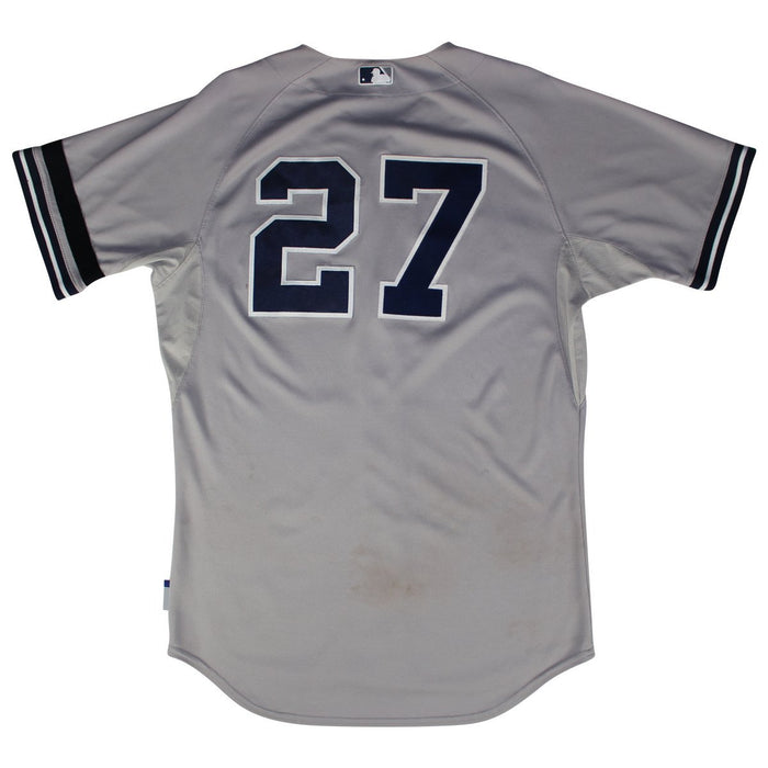Austin Romine New York Yankees 2017 Game-Used #27 Grey Jersey (9/24/2017)(JB849998)
