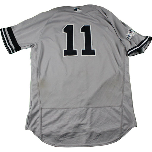 Brett Gardner New York Yankees 2017 ALCS Game Used #11 Grey Jersey 10/13-10/21/17(JD374537)(44)