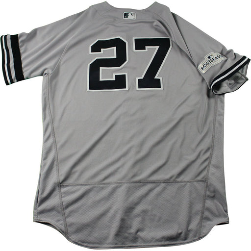 Austin Romine New York Yankees 2017 ALCS Game Used #27 Grey Jersey 10/13-10/21/17(JD374521)(46)