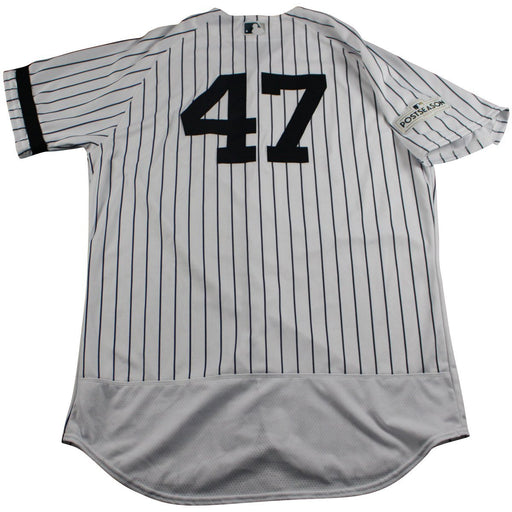 Jordan Montgomery New York Yankees 2017 ALDS Game Used #47 Pinstripe Jersey (JD465278)