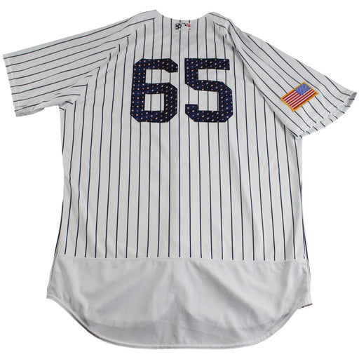 Jonathan Holder New York Yankees Game Used #65 Fourth of July Pinstripe Jersey (7/4/2017)(JC039009)(Size 65)