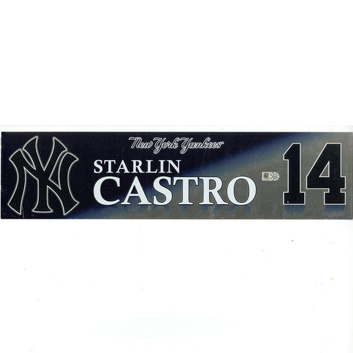 Starlin Castro New York Yankees 2017 Game Used #14 Locker Room Nameplate (9/28/2017)(JC009286)