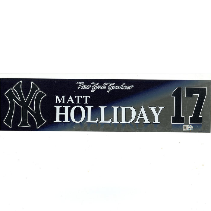 Matt Holliday New York Yankees 2017 Game Used #17 Locker Room Nameplate (10/1/2017)(JC009617)