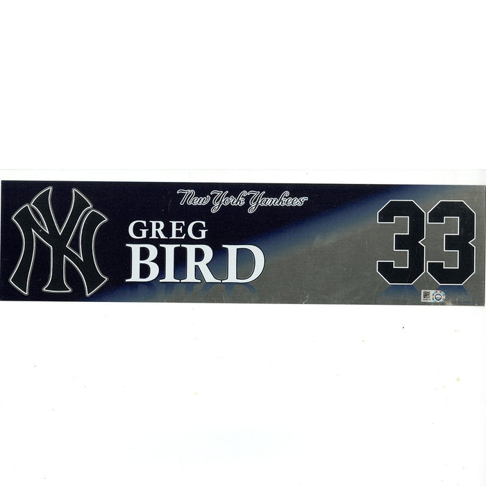 Greg Bird New York Yankees 2017 Game Used #33 Locker Room Nameplate (9/29/2017)(JD465120)