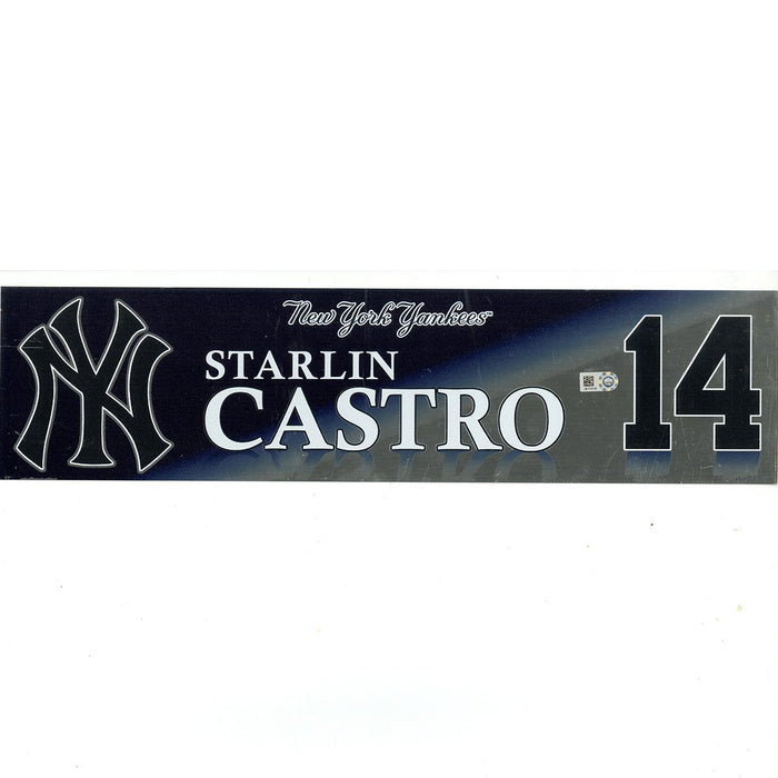 Starlin Castro New York Yankees 2017 Game Used #14 Locker Room Nameplate (10/1/2017)(JB713716)